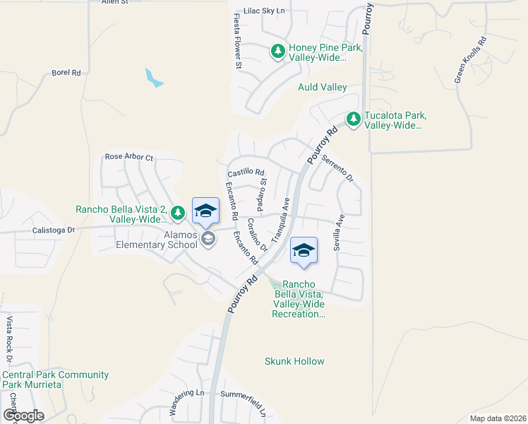 map of restaurants, bars, coffee shops, grocery stores, and more near 31626 Rosales Avenue in Murrieta