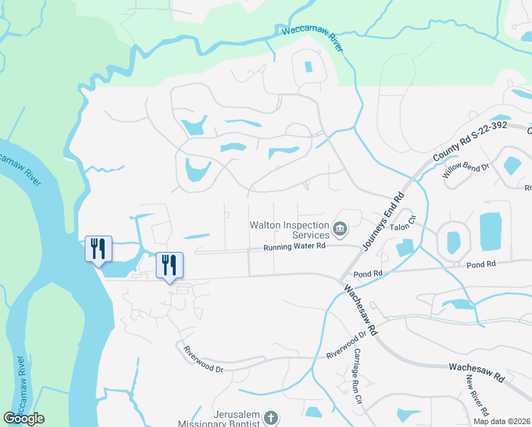 map of restaurants, bars, coffee shops, grocery stores, and more near 3772 Brown Bark Lane in Murrells Inlet