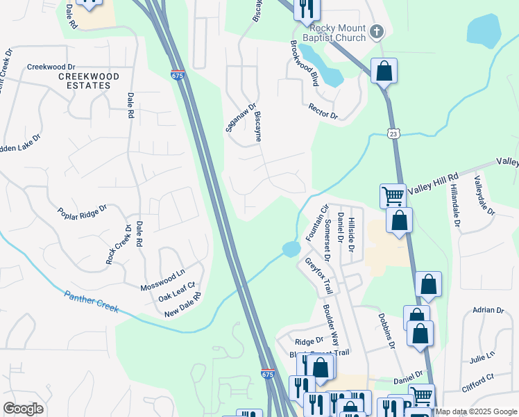 map of restaurants, bars, coffee shops, grocery stores, and more near 3677 Jervis Court in Rex
