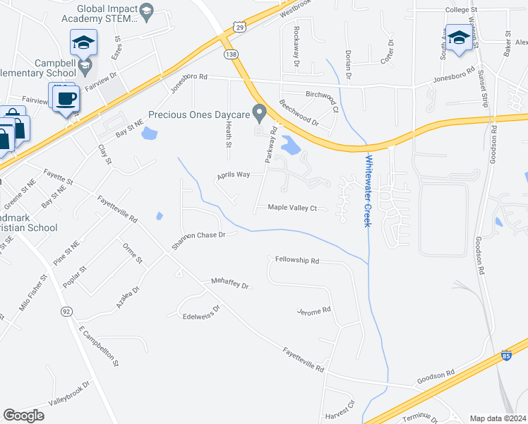 map of restaurants, bars, coffee shops, grocery stores, and more near 1030 Maple Valley Court in Union City
