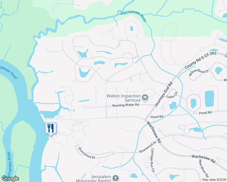 map of restaurants, bars, coffee shops, grocery stores, and more near 3772 Brown Bark Lane in Murrells Inlet