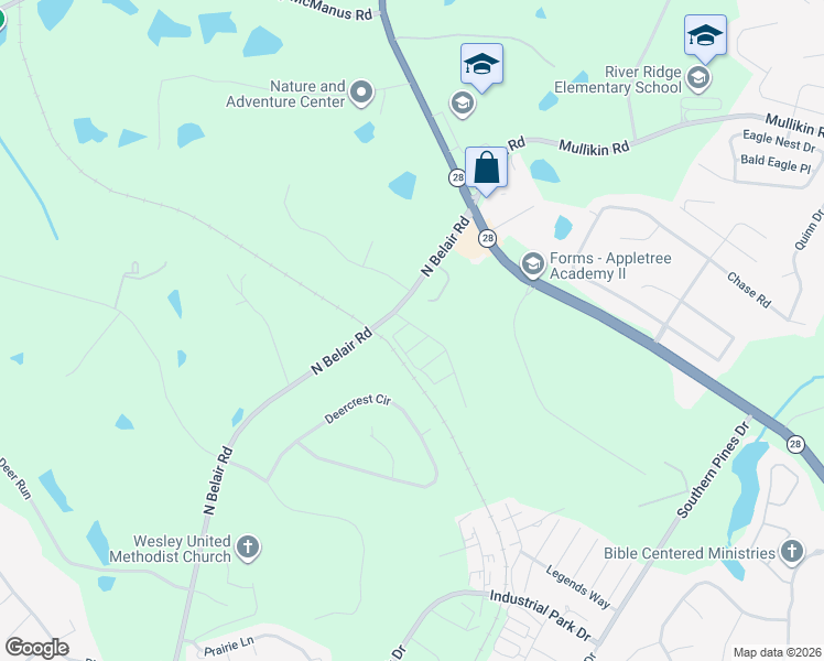 map of restaurants, bars, coffee shops, grocery stores, and more near 1100 Autumn Blaze Lane in Evans