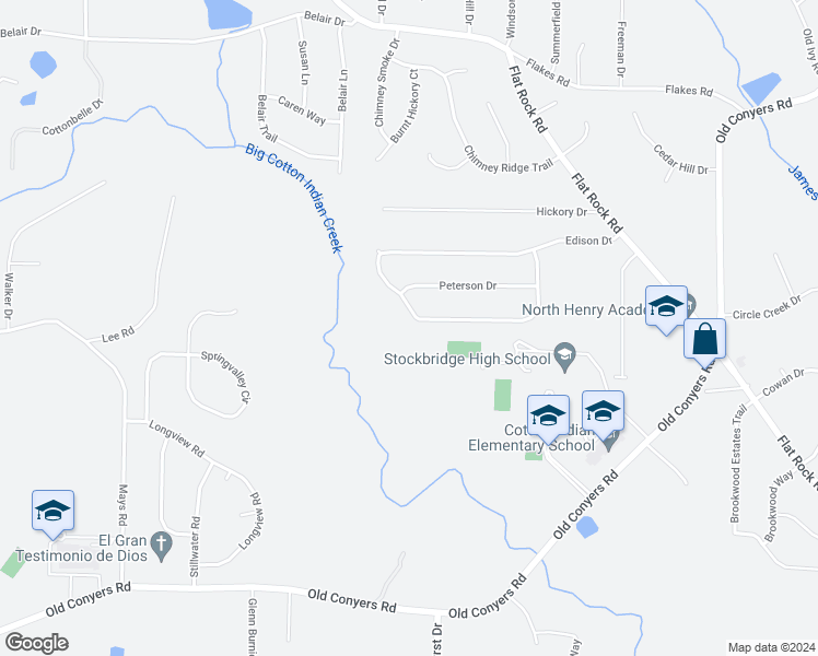 map of restaurants, bars, coffee shops, grocery stores, and more near 209 Edison Drive in Stockbridge