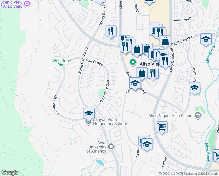 map of restaurants, bars, coffee shops, grocery stores, and more near 5 Halcyon Lane in Aliso Viejo