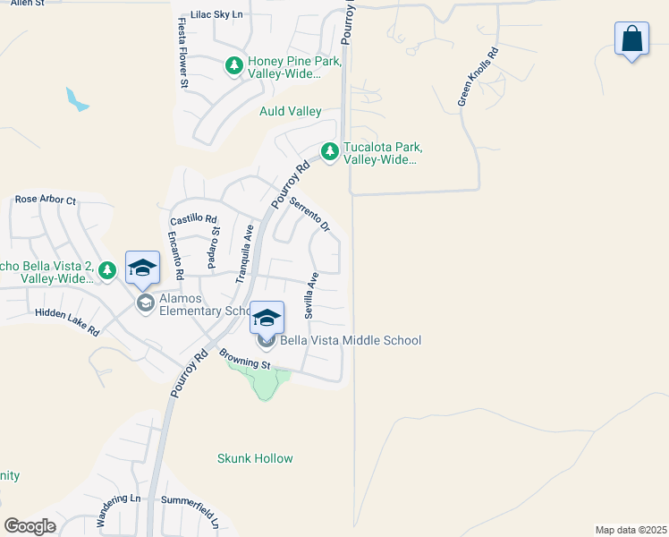 map of restaurants, bars, coffee shops, grocery stores, and more near 38203 Camarada Lane in Murrieta