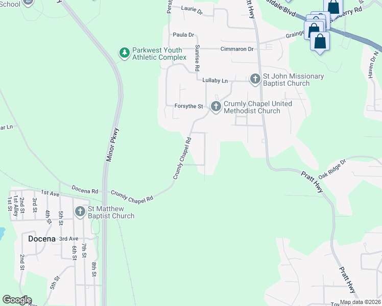 map of restaurants, bars, coffee shops, grocery stores, and more near 539 Crumly Chapel Road in Birmingham