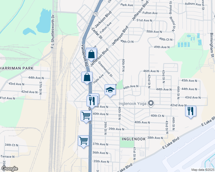 map of restaurants, bars, coffee shops, grocery stores, and more near 4216 Jackson Street in Birmingham