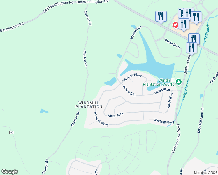 map of restaurants, bars, coffee shops, grocery stores, and more near 994 Windmill Parkway in Evans