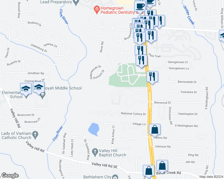 map of restaurants, bars, coffee shops, grocery stores, and more near 1208 Summercourt Drive in Jonesboro