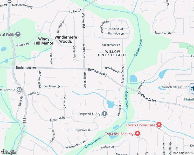 map of restaurants, bars, coffee shops, grocery stores, and more near 1314 Bethsaida Road in Riverdale