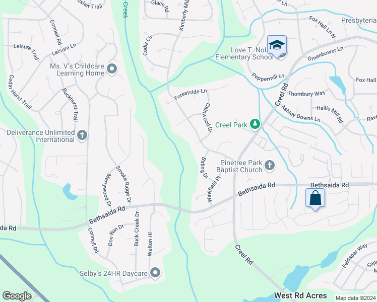 map of restaurants, bars, coffee shops, grocery stores, and more near 125 Cainwood Ct W in Atlanta