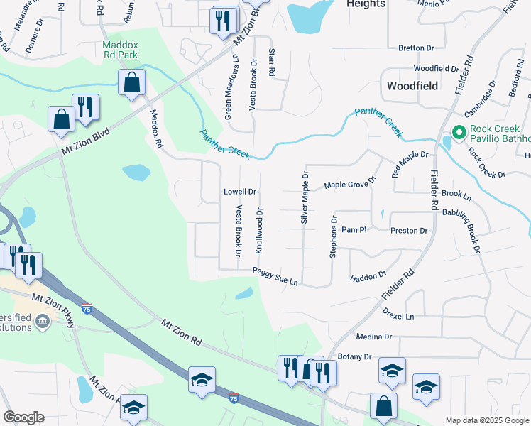 map of restaurants, bars, coffee shops, grocery stores, and more near 6934 Knollwood Drive in Morrow