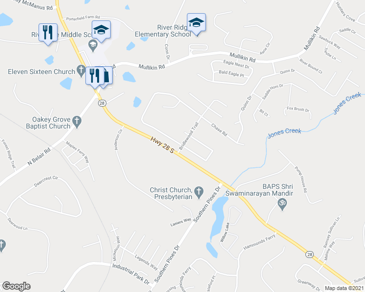 map of restaurants, bars, coffee shops, grocery stores, and more near 928 Hunting Horn Way East in Evans