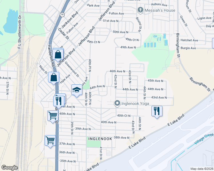 map of restaurants, bars, coffee shops, grocery stores, and more near 4117 44th Avenue North in Birmingham