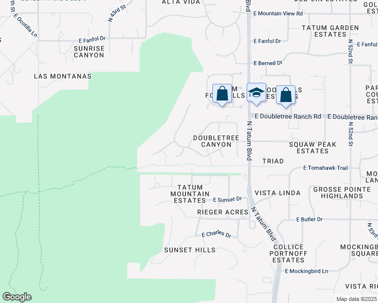 map of restaurants, bars, coffee shops, grocery stores, and more near 4501 East Horseshoe Road in Phoenix