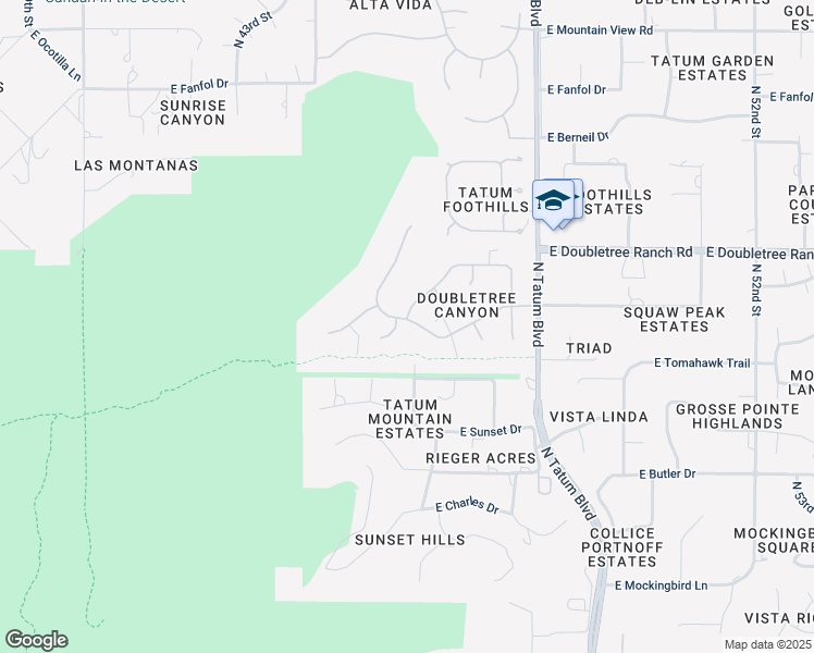 map of restaurants, bars, coffee shops, grocery stores, and more near 4501 East Horseshoe Road in Phoenix