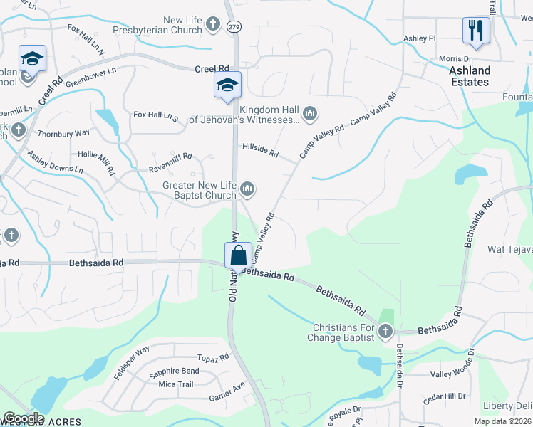 map of restaurants, bars, coffee shops, grocery stores, and more near 6955 Camp Valley Road in Riverdale