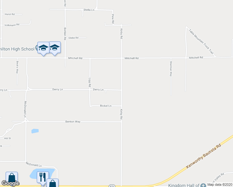 map of restaurants, bars, coffee shops, grocery stores, and more near 38275 Kirby Road in Anza