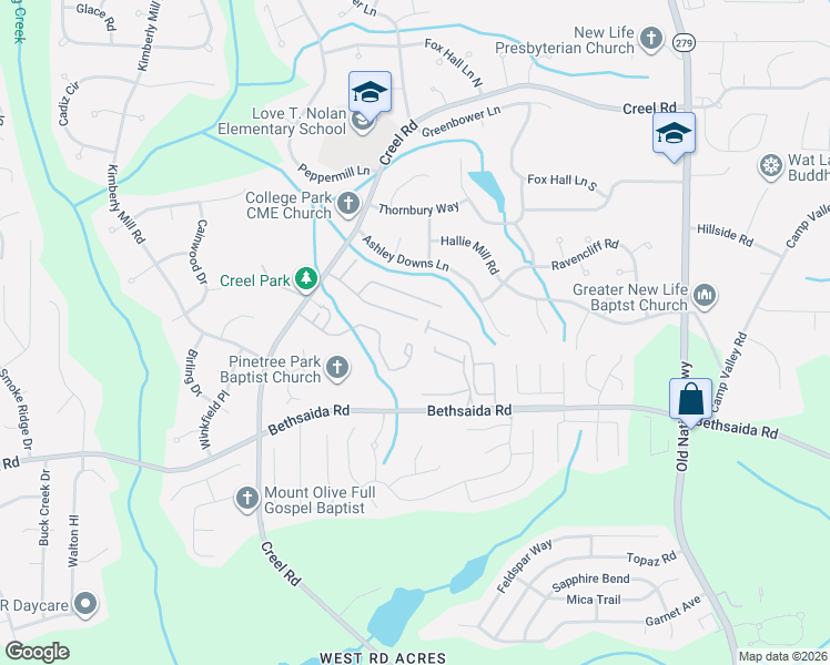 map of restaurants, bars, coffee shops, grocery stores, and more near 2808 Halligan Point in Riverdale