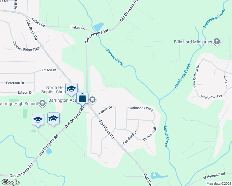 map of restaurants, bars, coffee shops, grocery stores, and more near 80 Circle Creek Drive in Stockbridge