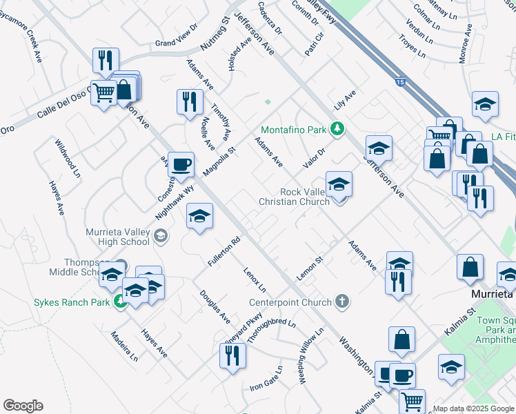 map of restaurants, bars, coffee shops, grocery stores, and more near in Murrieta