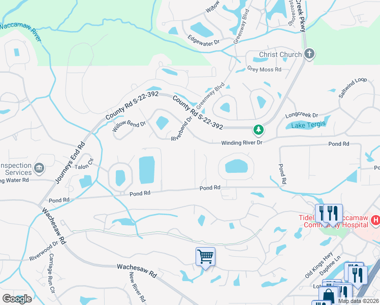 map of restaurants, bars, coffee shops, grocery stores, and more near 33 Riverbend Dr in Murrells Inlet