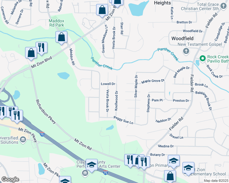map of restaurants, bars, coffee shops, grocery stores, and more near 6917 Knollwood Drive in Morrow