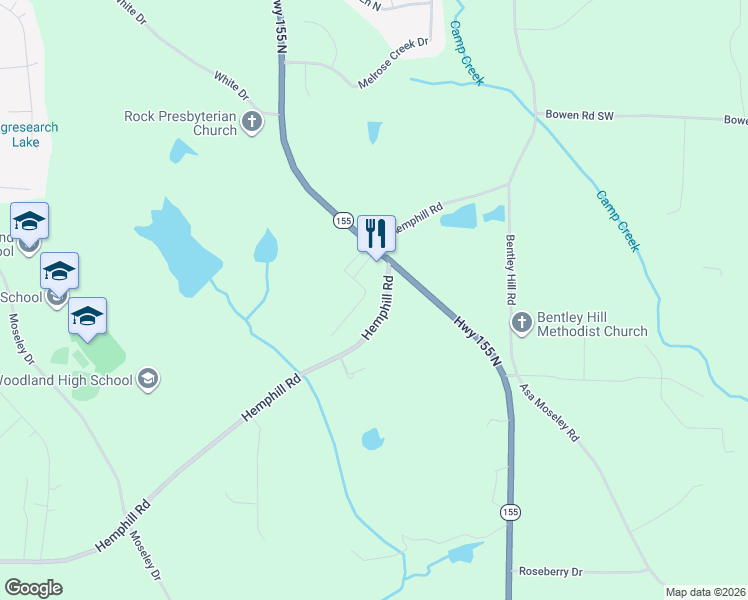 map of restaurants, bars, coffee shops, grocery stores, and more near 113 Arlie Road in Stockbridge