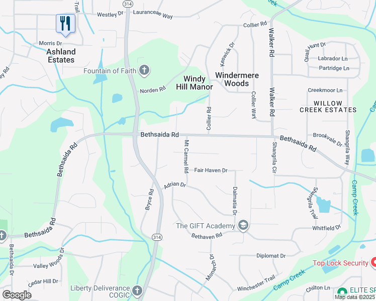 map of restaurants, bars, coffee shops, grocery stores, and more near in Riverdale