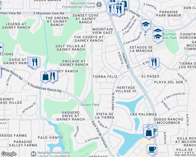 map of restaurants, bars, coffee shops, grocery stores, and more near 8020 East Del Laton Drive in Scottsdale
