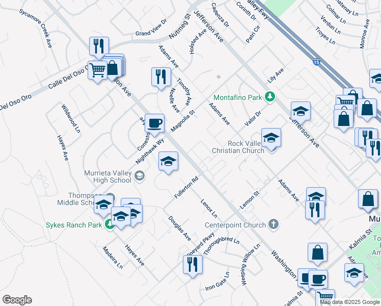 map of restaurants, bars, coffee shops, grocery stores, and more near 24117 Dolcetto Avenue in Murrieta