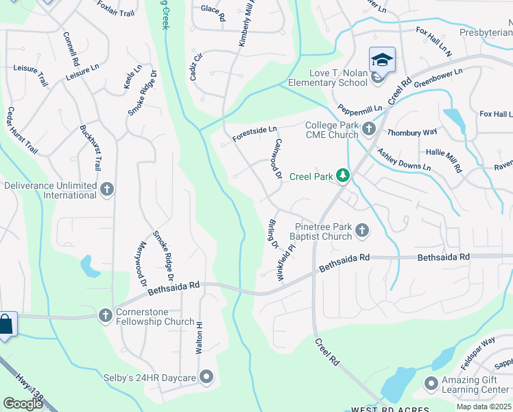 map of restaurants, bars, coffee shops, grocery stores, and more near 125 Cainwood Court West in Atlanta