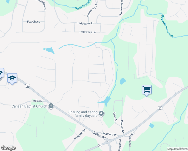 map of restaurants, bars, coffee shops, grocery stores, and more near 65 Michelle Way in Covington