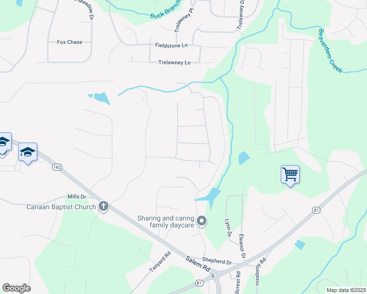 map of restaurants, bars, coffee shops, grocery stores, and more near 75 Michelle Way in Covington