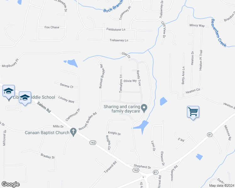 map of restaurants, bars, coffee shops, grocery stores, and more near 35 Tamalynn Trail in Covington