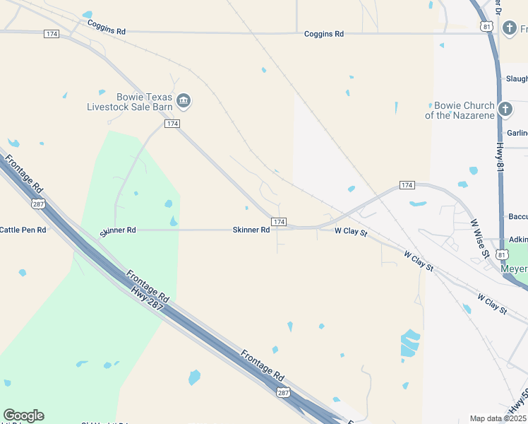 map of restaurants, bars, coffee shops, grocery stores, and more near 5609 Farm to Market Road 174 in Bowie