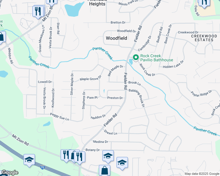 map of restaurants, bars, coffee shops, grocery stores, and more near 2928 Ann Marie Lane in Rex