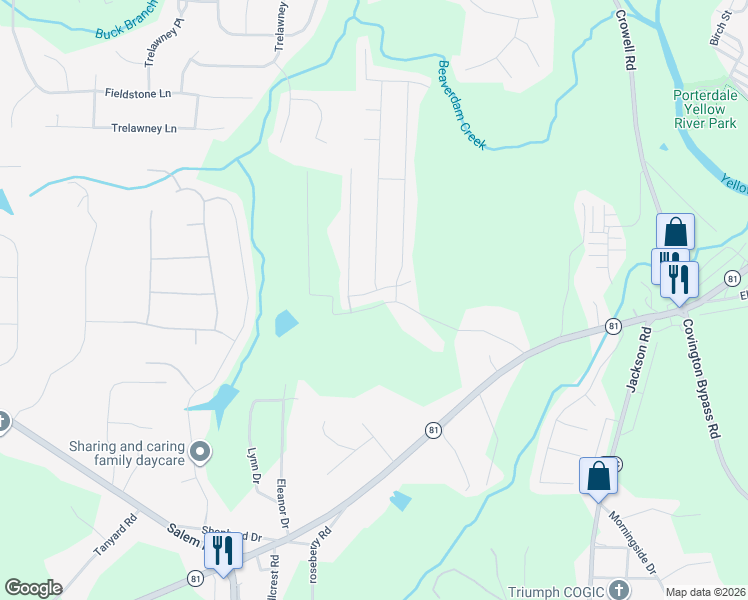 map of restaurants, bars, coffee shops, grocery stores, and more near 30 Heaton Circle in Covington