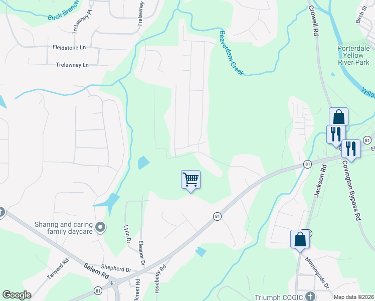 map of restaurants, bars, coffee shops, grocery stores, and more near 30 Heaton Circle in Covington
