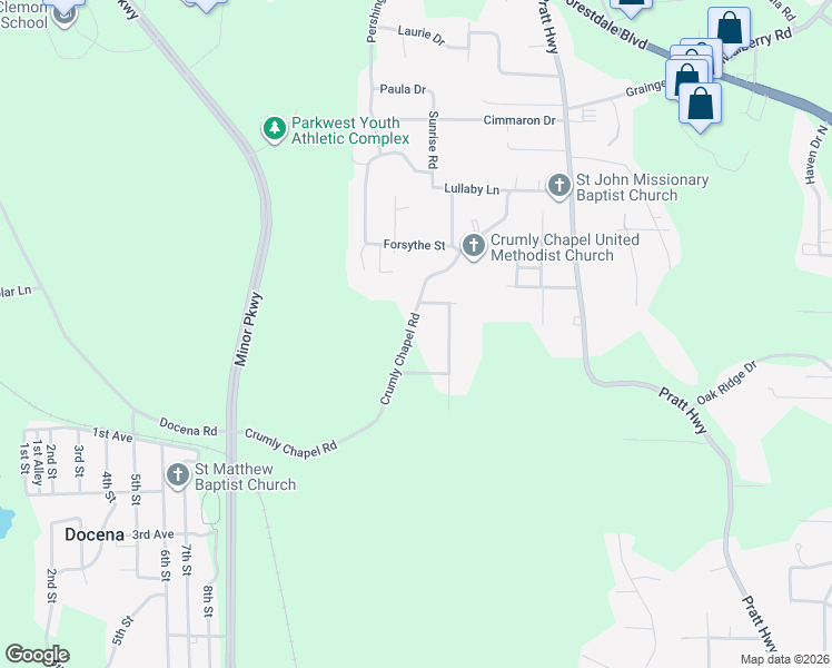 map of restaurants, bars, coffee shops, grocery stores, and more near 539 Crumly Chapel Road in Birmingham