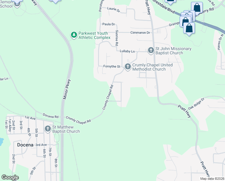 map of restaurants, bars, coffee shops, grocery stores, and more near 539 Crumly Chapel Road in Birmingham