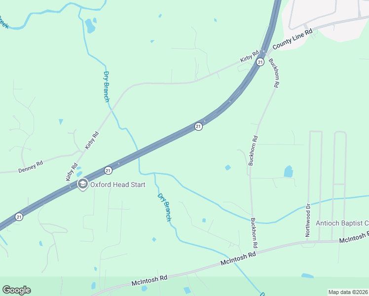 map of restaurants, bars, coffee shops, grocery stores, and more near 49720 Alabama 21 in Oxford