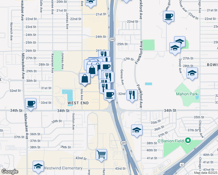 map of restaurants, bars, coffee shops, grocery stores, and more near 3204 West Loop 289 Access Road in Lubbock