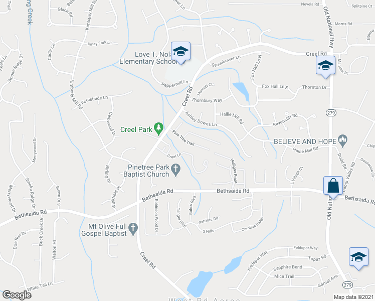 map of restaurants, bars, coffee shops, grocery stores, and more near 711 Creel Way in Riverdale