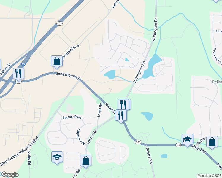 map of restaurants, bars, coffee shops, grocery stores, and more near 4065 Jonesboro Road in Union City