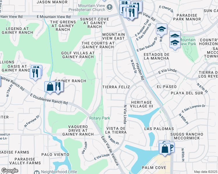 map of restaurants, bars, coffee shops, grocery stores, and more near 8913 North 80th Place in Scottsdale