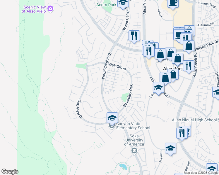 map of restaurants, bars, coffee shops, grocery stores, and more near 4 Edgewood Court in Aliso Viejo