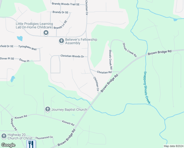 map of restaurants, bars, coffee shops, grocery stores, and more near 2369 Christian Circle Southeast in Covington