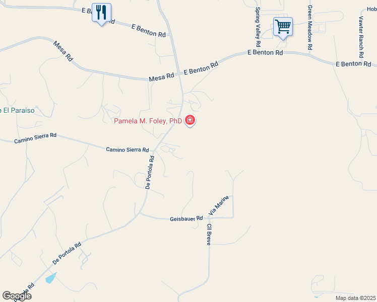 map of restaurants, bars, coffee shops, grocery stores, and more near 42345 De Portola Road in Temecula