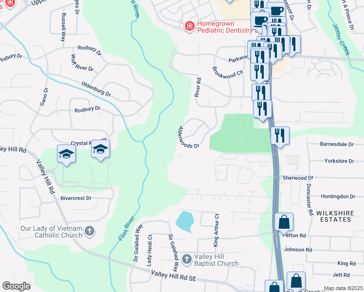 map of restaurants, bars, coffee shops, grocery stores, and more near 3924 Alderwoods Drive in Jonesboro